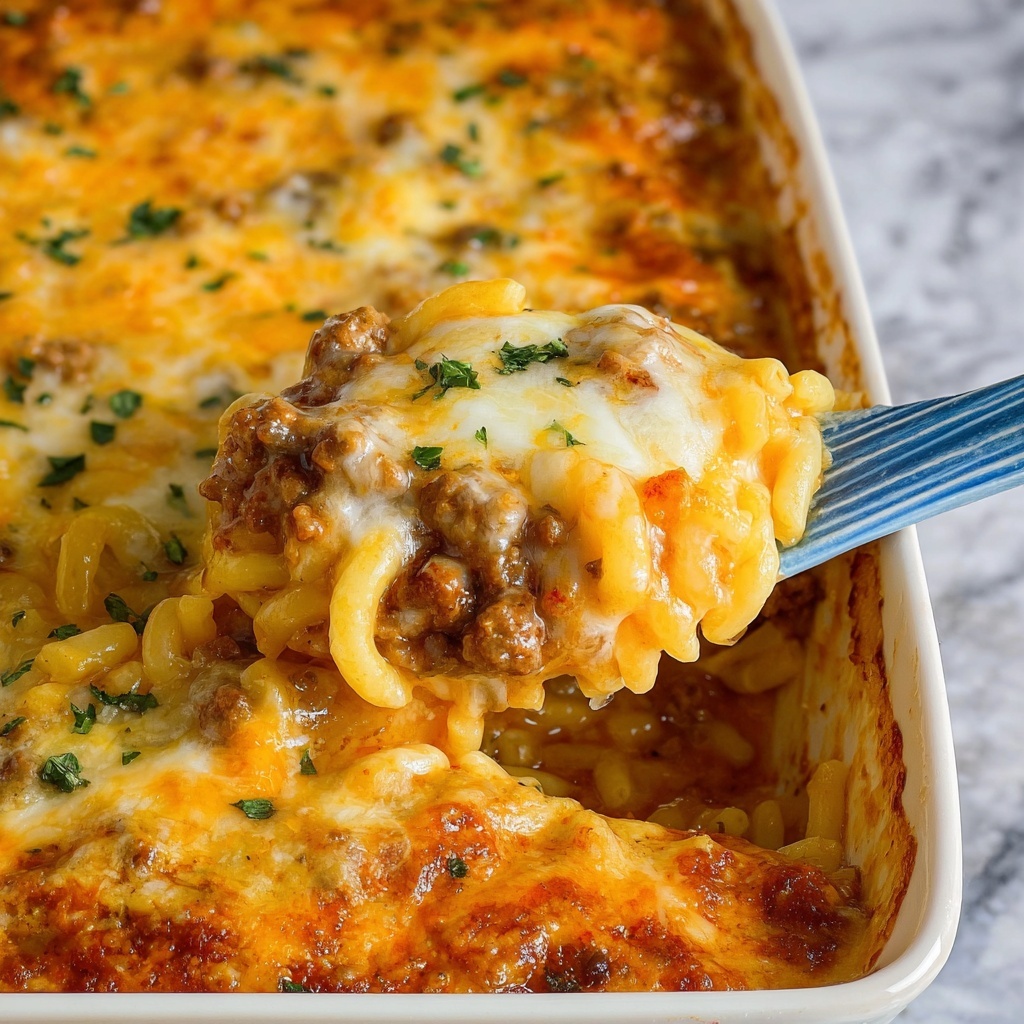 Mexican Spaghetti Casserole with Taco Beef and Cheesy Enchilada Sauce Recipe - Recipe Image