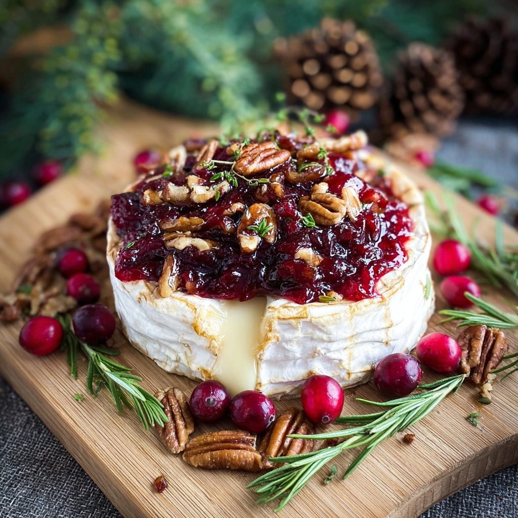 Cranberry Baked Brie with Pecans and Rosemary Recipe - Recipe Image