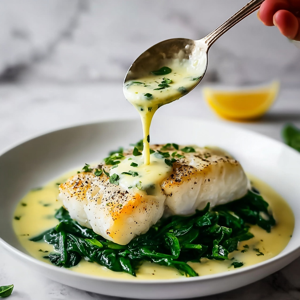 Luscious Lemon-Garlic Sea Bass with Creamed Spinach Delight Recipe - Recipe Image