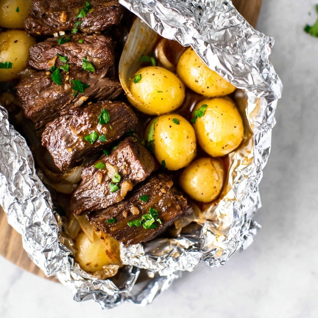 Garlic Butter Steak and Potato Foil Packets Recipe - Recipe Image