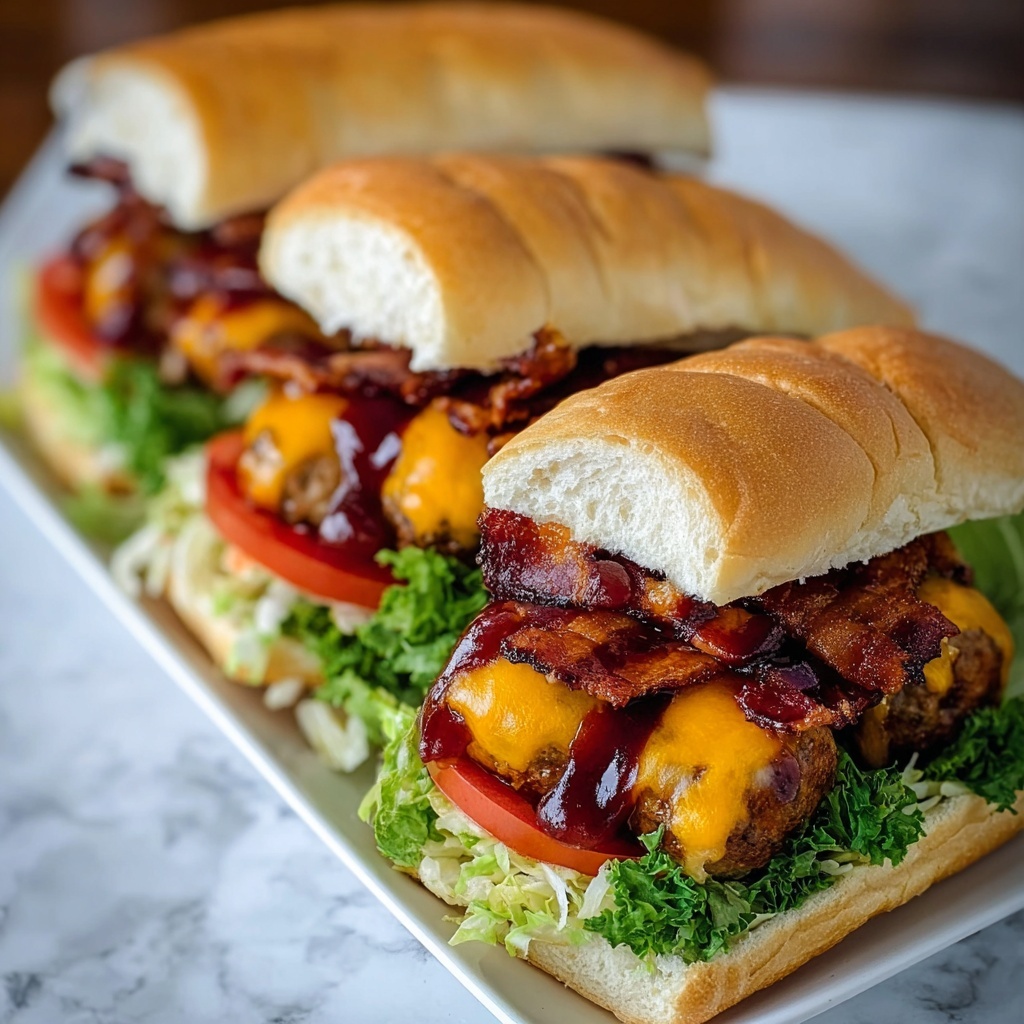 Bourbon BBQ Bacon Cheeseburger Meatball Subs Recipe - Recipe Image