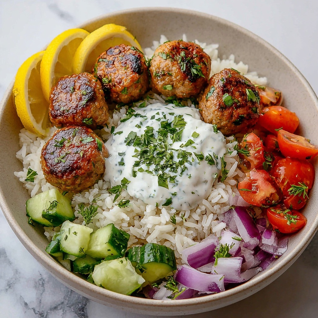Mediterranean Bowl with Ground Turkey Meatballs Recipe - Recipe Image