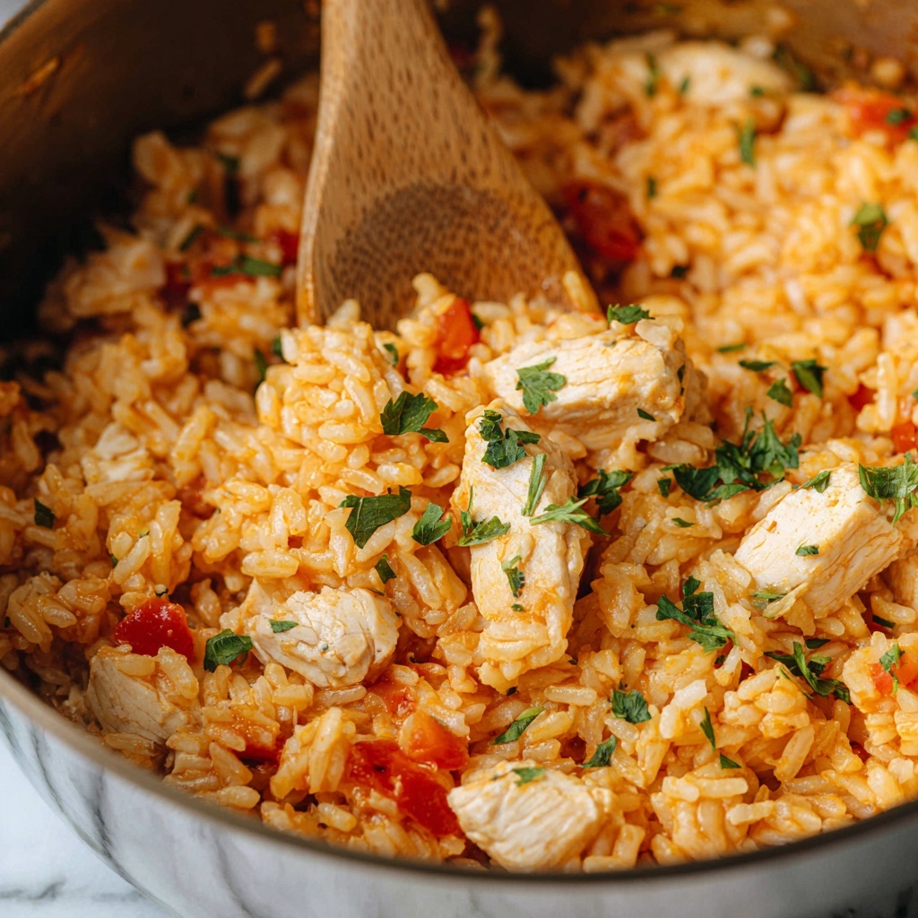 Easy One Pot Queso Chicken and Rice Recipe - Recipe Image