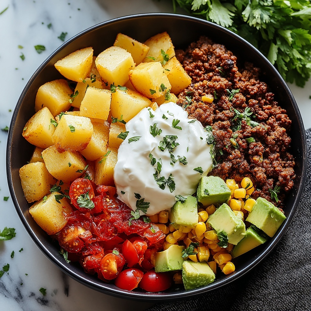 Ground Beef and Potato Taco Bowl Recipe - Recipe Image