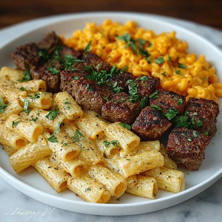 Indulgent Cheesy Garlic Butter Steak with Rigatoni Recipe