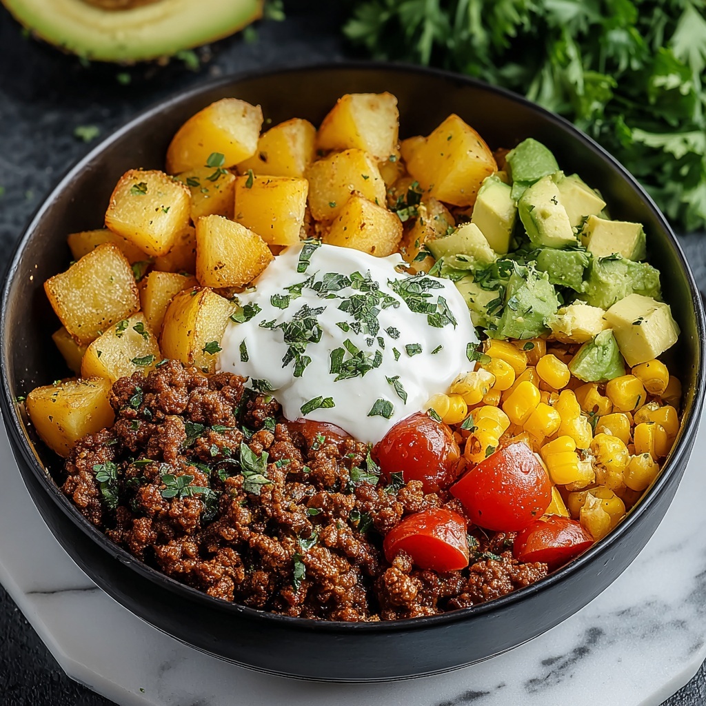 Ground Beef and Potato Taco Bowl Recipe - Recipe Image