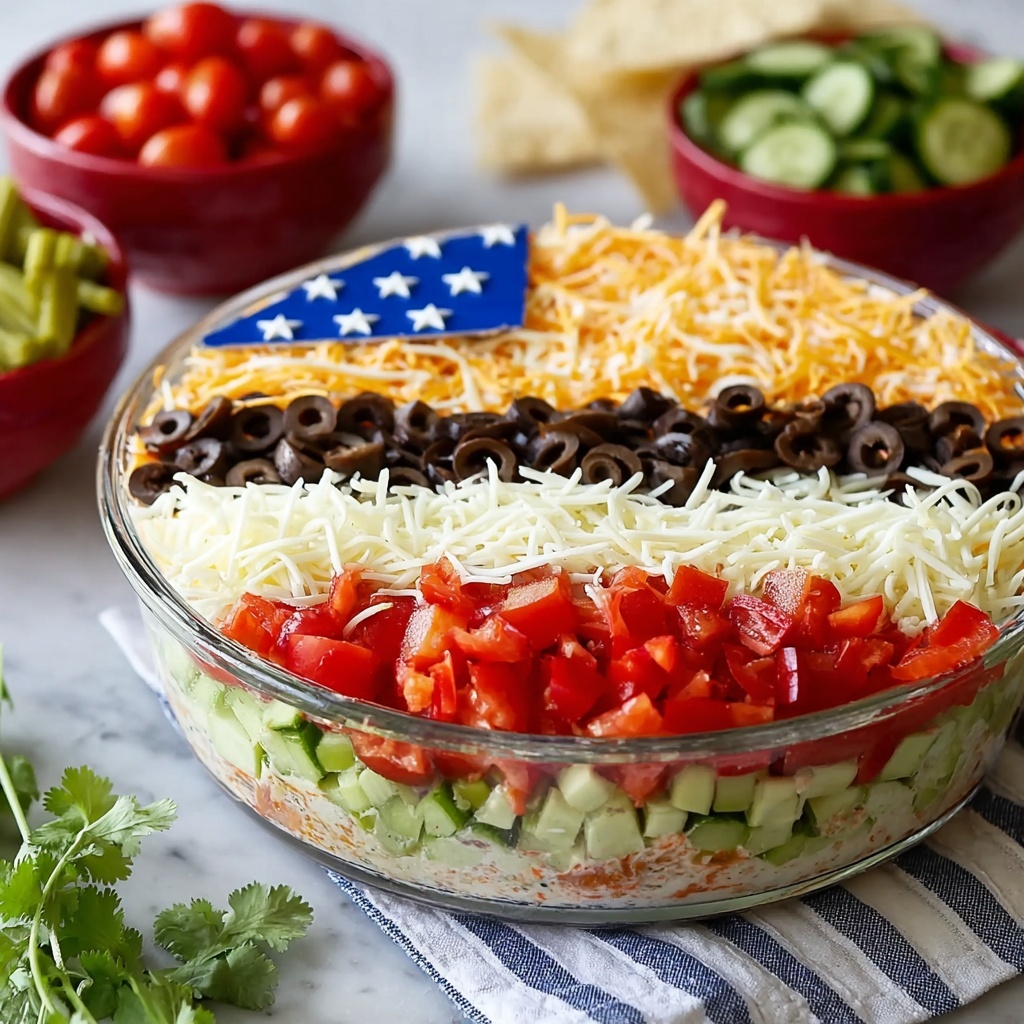 American Flag Layered Taco Dip Recipe - Recipe Image