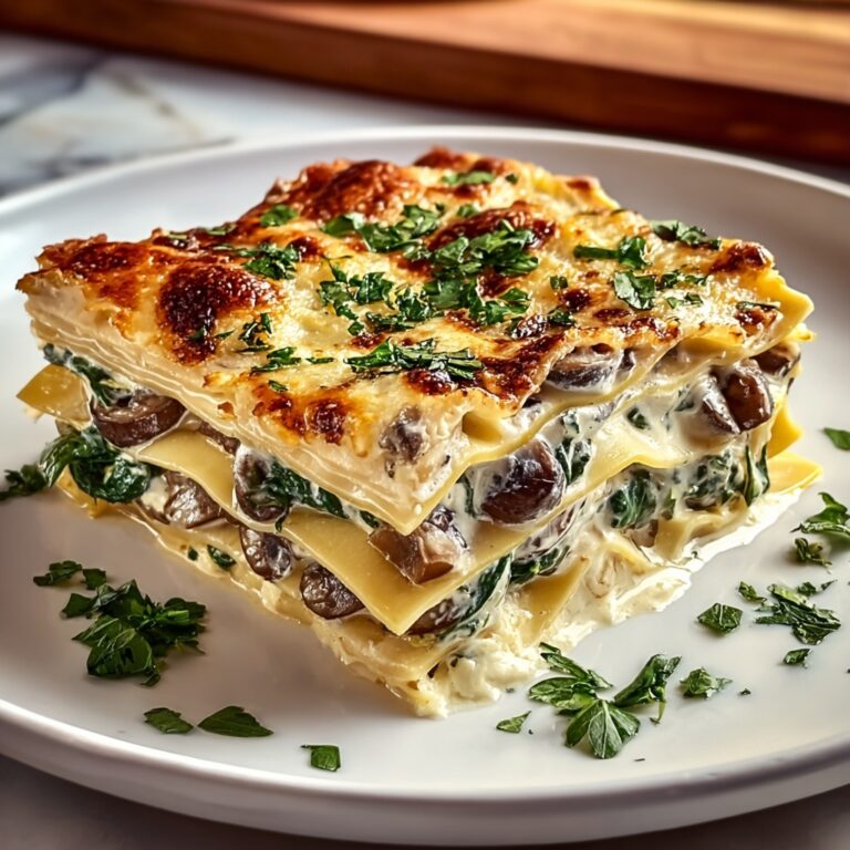 Easy Creamy Spinach Mushroom Lasagna Recipe
