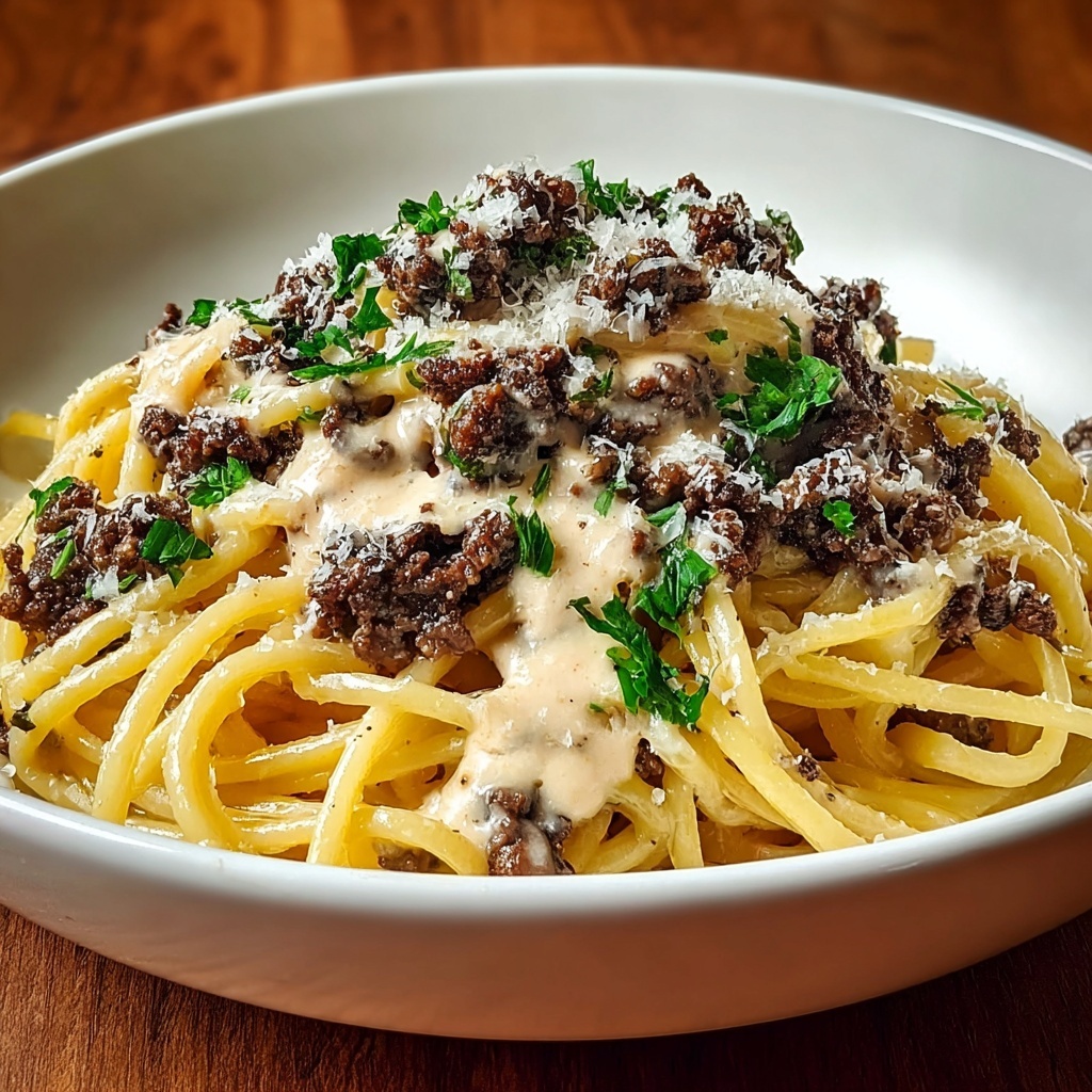 Savory Beef & Garlic Parmesan Fettuccine Dinner Recipe - Recipe Image