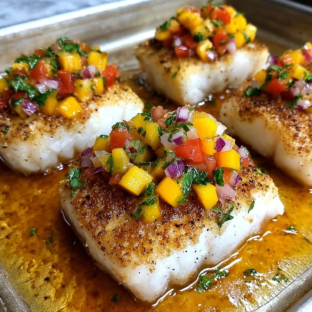 Tropical Coconut Crusted Fish with Mango Salsa Recipe - Recipe Image