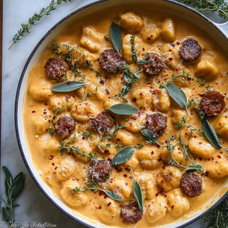 Creamy Butternut Squash Gnocchi with Sausage, Thyme, and Sage Recipe