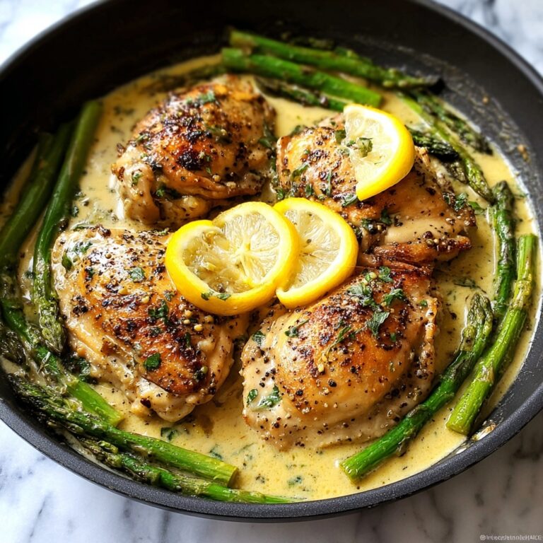 Creamy Lemon Garlic Chicken with Asparagus Recipe